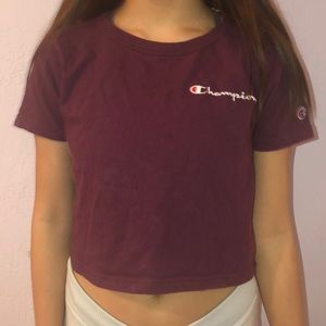maroon champion cropped tee